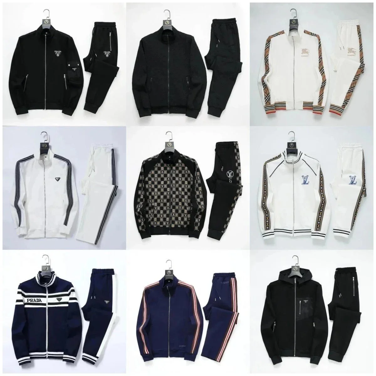 PRADA Linea Rossa / LV Monogram / Burberry Check / GUCCI Striped Track Suit Sets