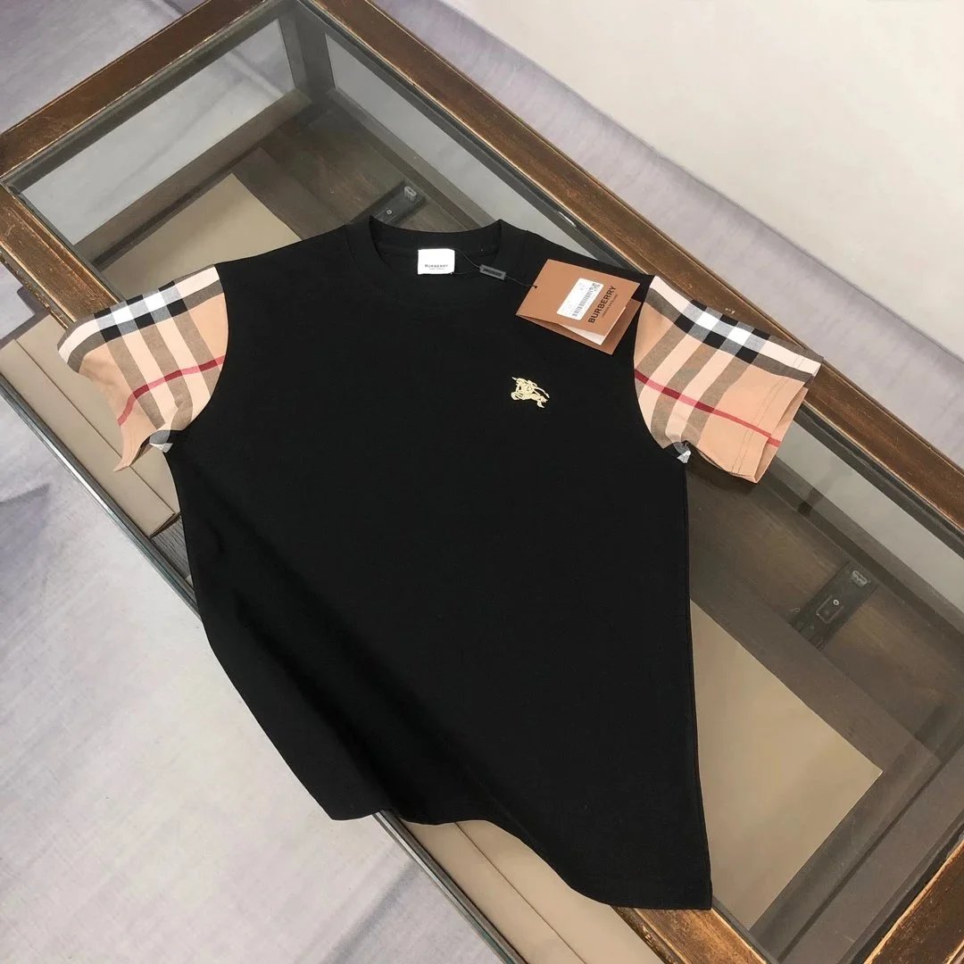 Burberry T-Shirts Short-Sleeve with Check Trim — 03
