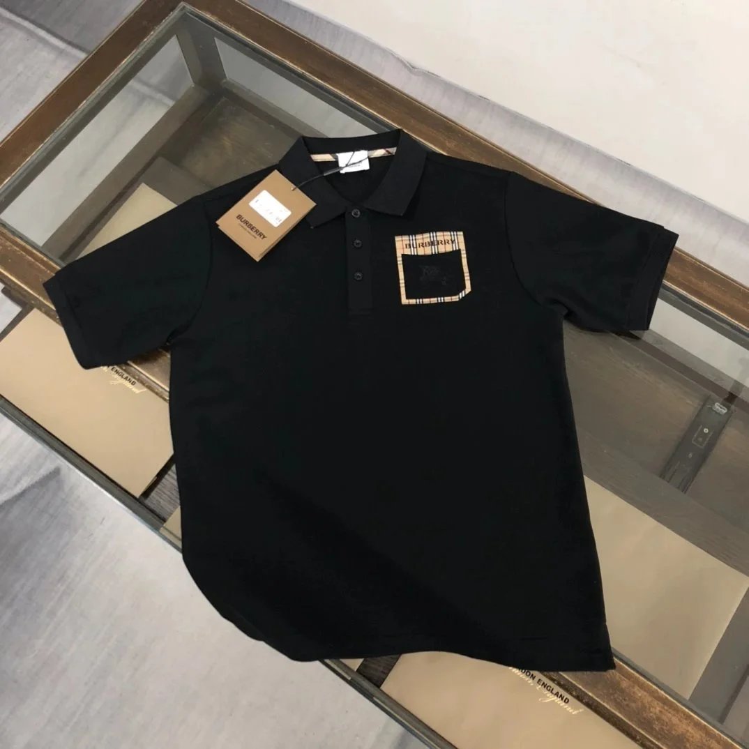 Burberry T-Shirts Short-Sleeve with Check Trim — 06