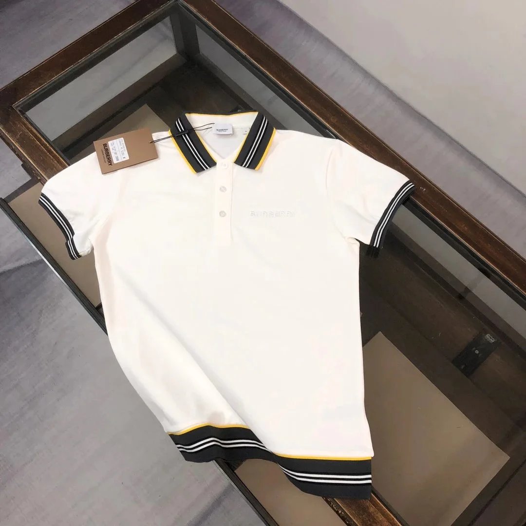 Burberry T-Shirts Short-Sleeve with Check Trim — 35