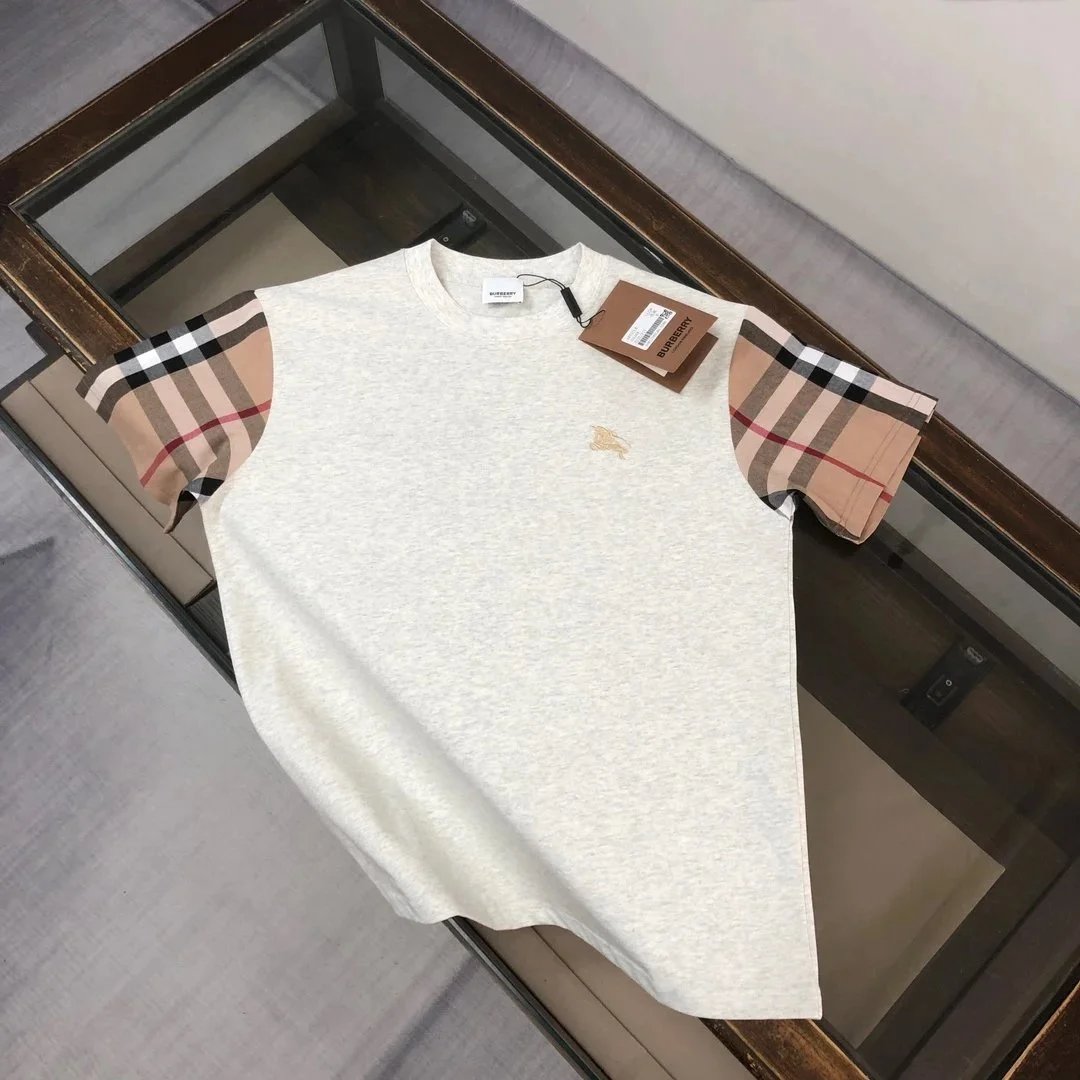 Burberry T-Shirts Short-Sleeve with Check Trim — 05