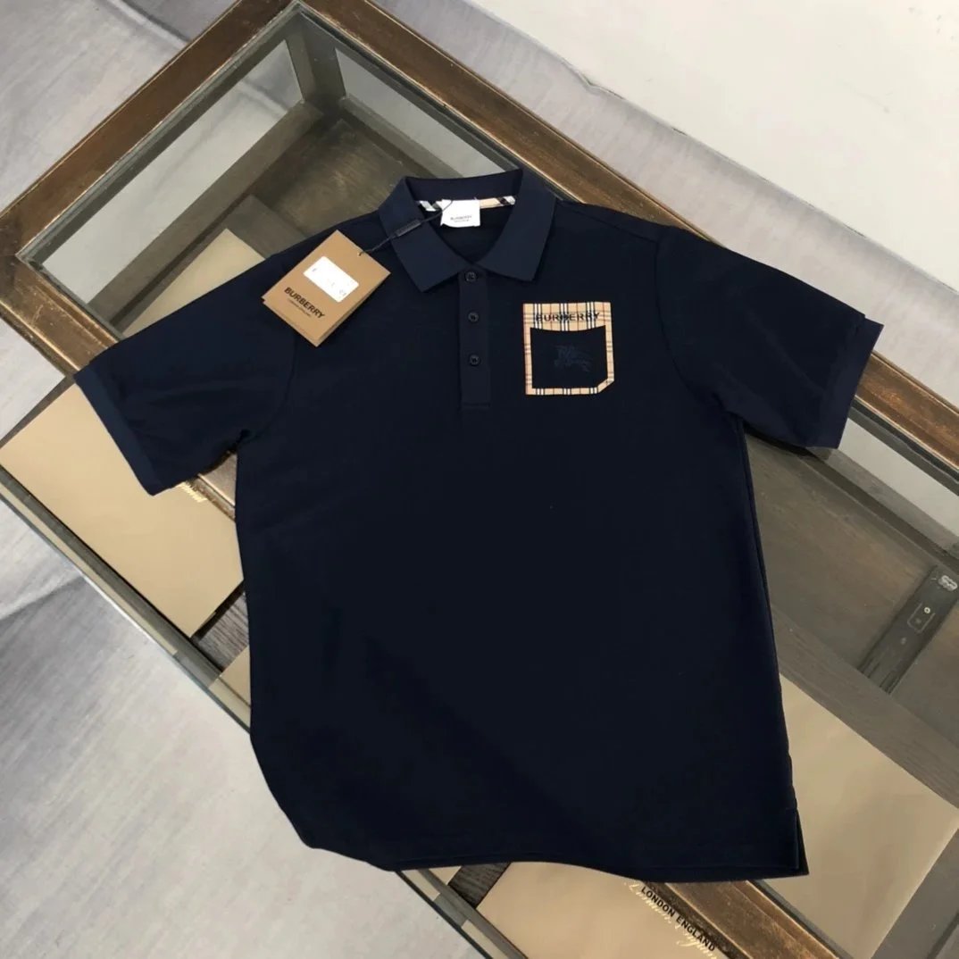 Burberry T-Shirts Short-Sleeve with Check Trim — 08