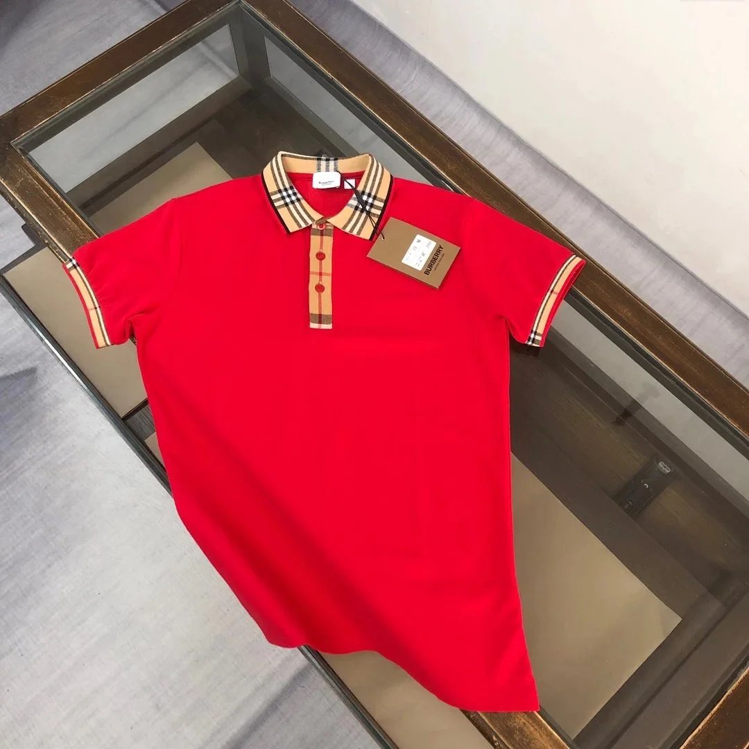 Burberry T-Shirts Short-Sleeve with Check Trim — 40