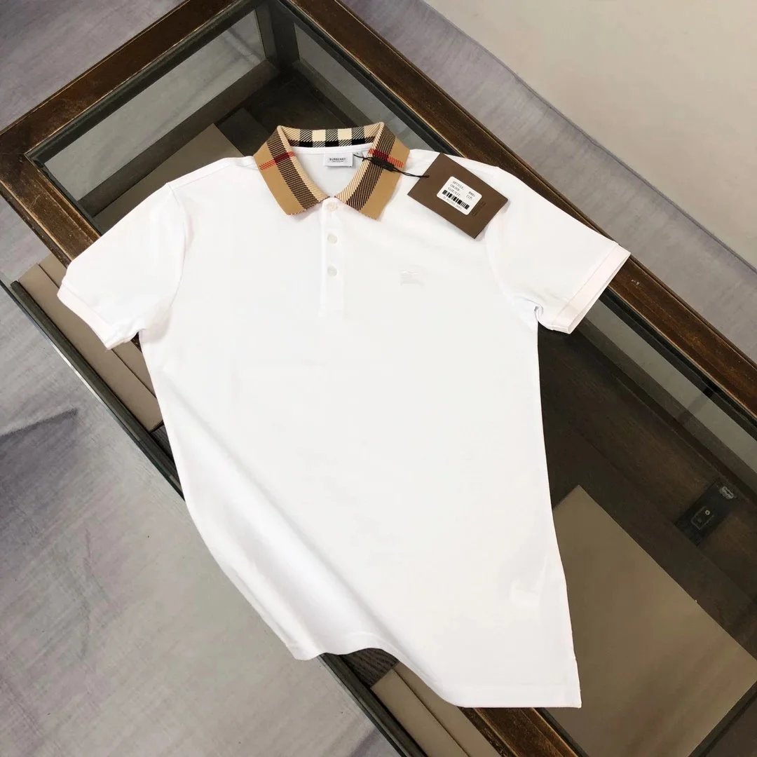Burberry T-Shirts Short-Sleeve with Check Trim — 14