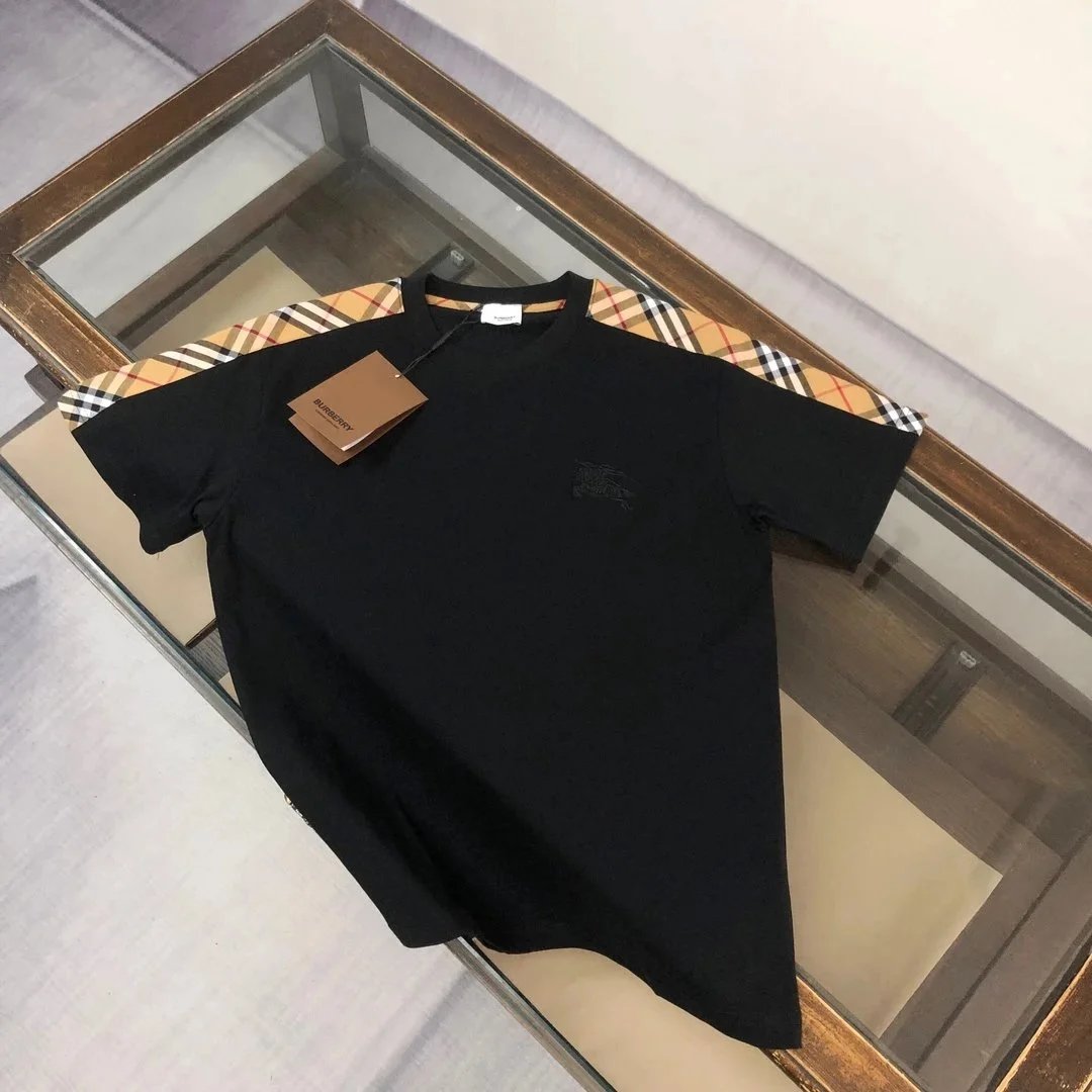 Burberry T-Shirts Short-Sleeve with Check Trim — 01