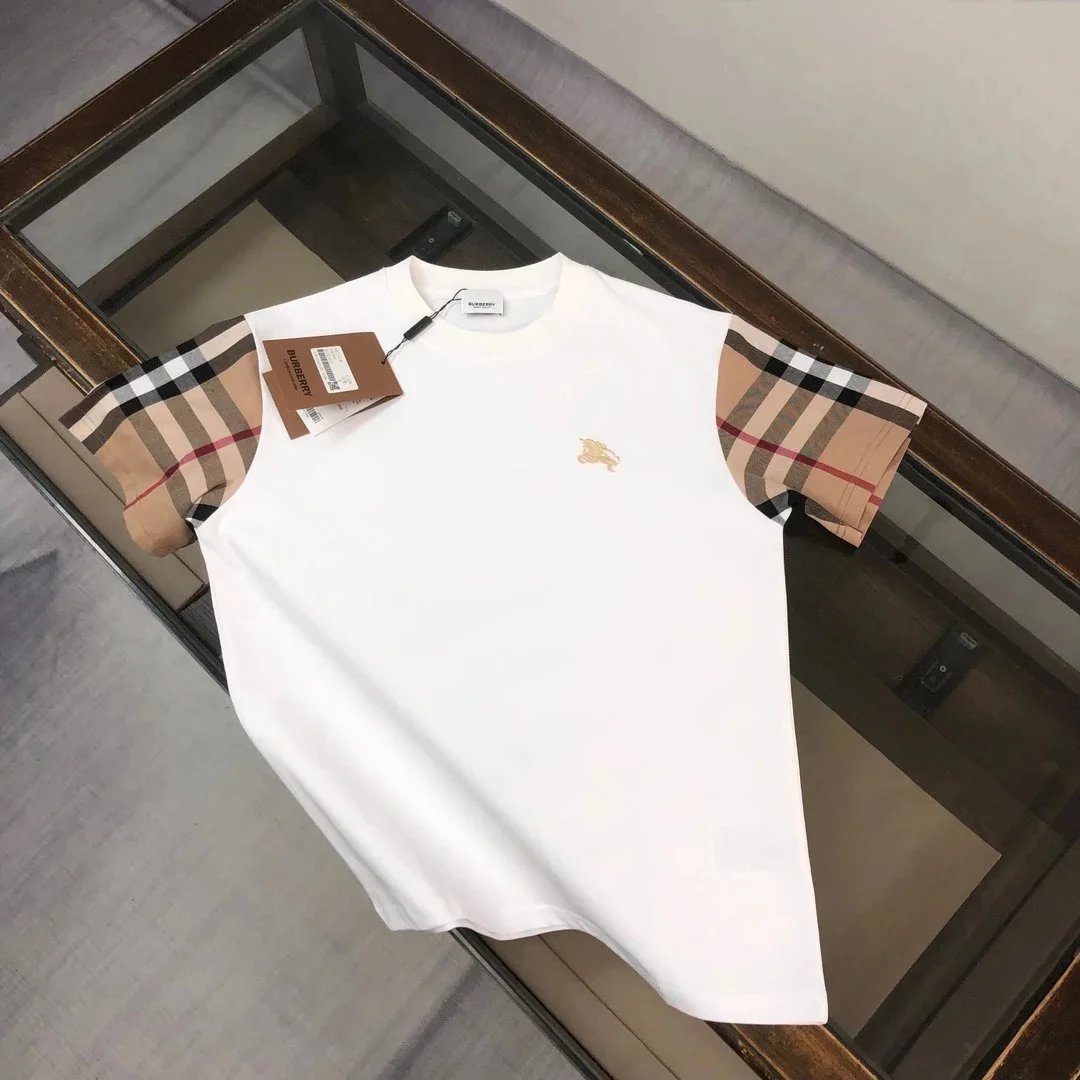 Burberry T-Shirts Short-Sleeve with Check Trim — 04
