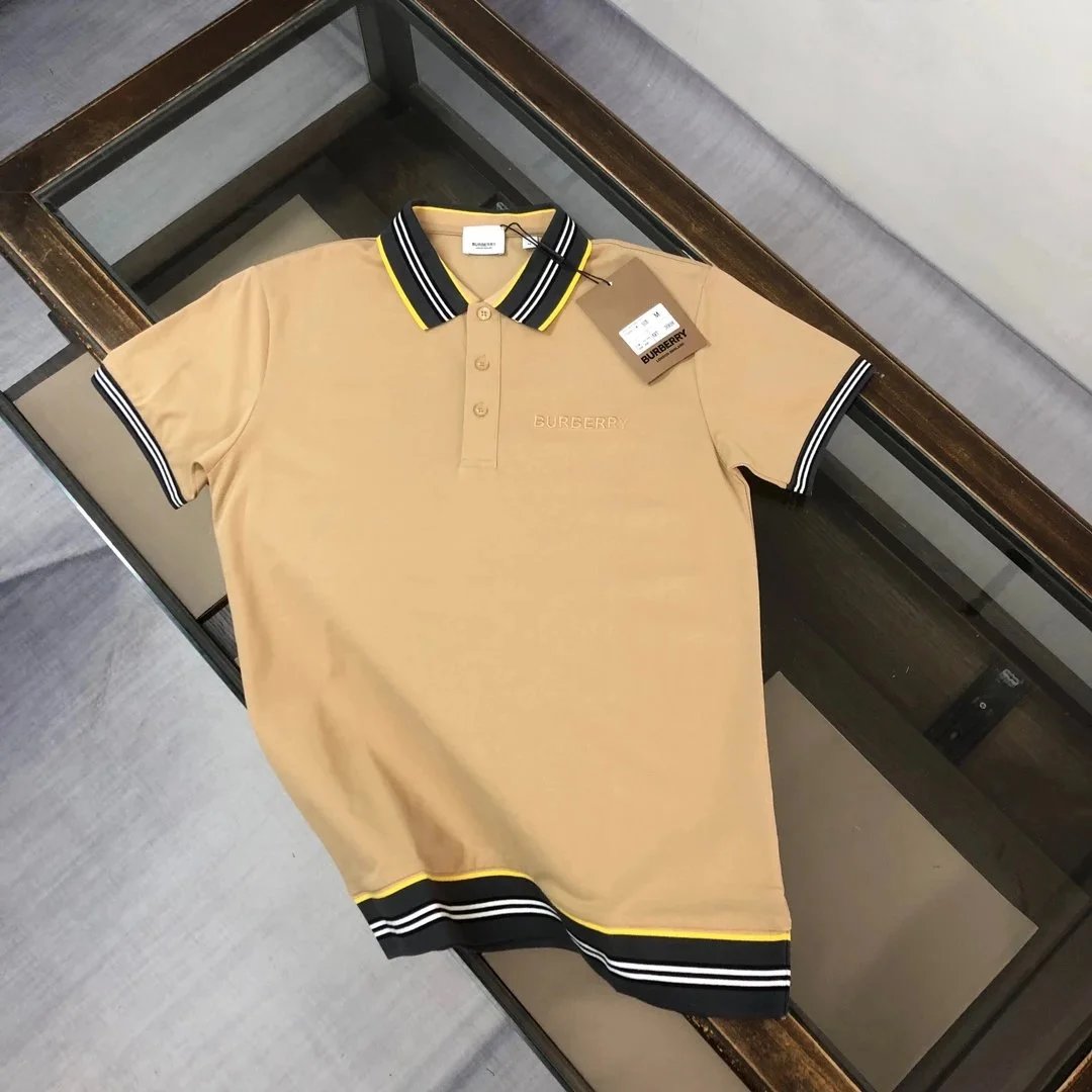 Burberry T-Shirts Short-Sleeve with Check Trim — 34