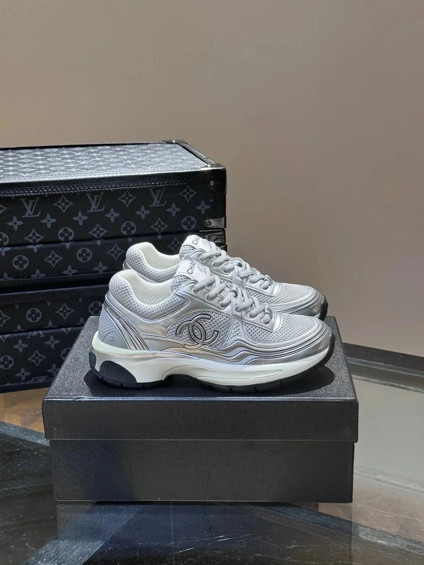 CHANEL QUILTED CC TRAINER SNEAKERS shoes