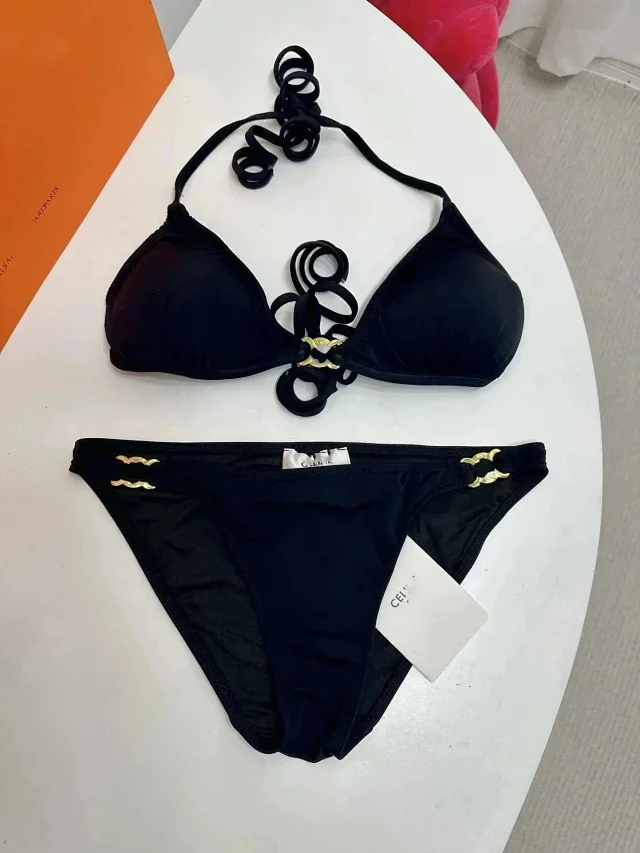 Celine Swimwear Triangle Bikini Set with Gold-Tone Hardware product detail image 4