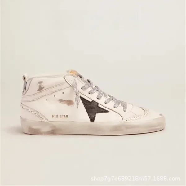 Golden Goose Deluxe Brand Mid Star Distressed White Sneakers - 1