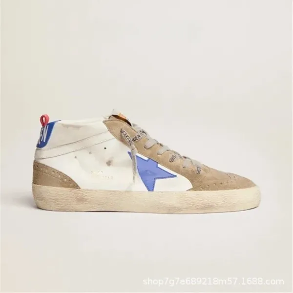 Golden Goose Deluxe Brand Super-Star Mid White Blue Beige Sneakers - 1