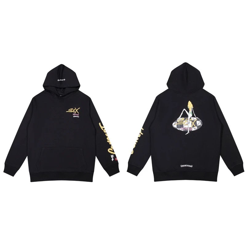 Chrome Hearts Hoodie Black with Purple Horseshoe Logo - 29