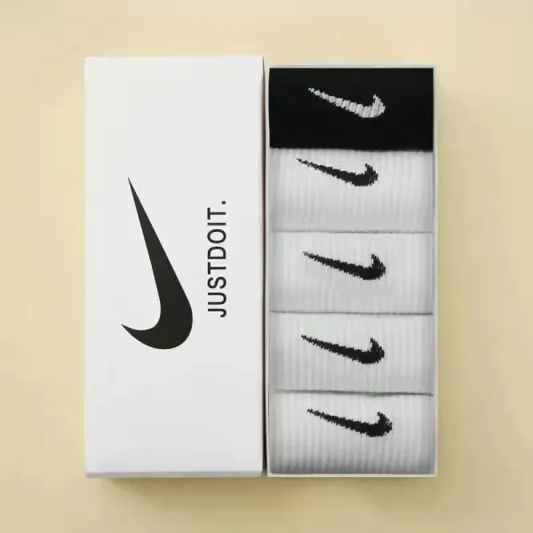 Nike Swoosh Logo Crew Socks White/Black - 1