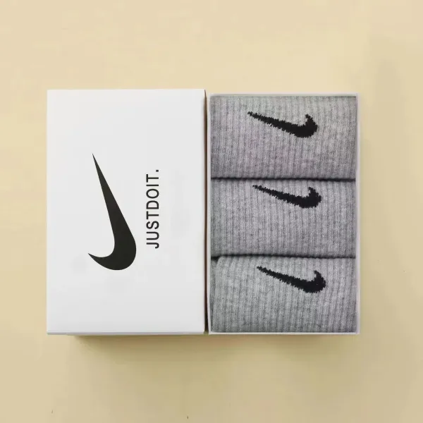 Nike Swoosh Logo Crew Socks Gray Socks - 1