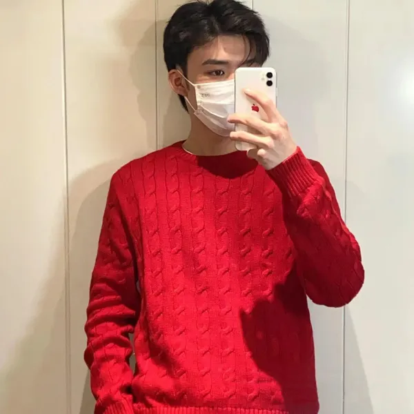 Design Cable Knit Red Sweater - 24