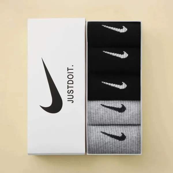 Nike Swoosh Logo Crew Socks Black and Gray Socks - 1