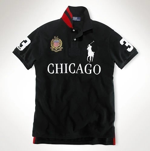 RL Polo Shirt Short Sleeve with Embroidered City Design - Men's Casual Plus Size Top