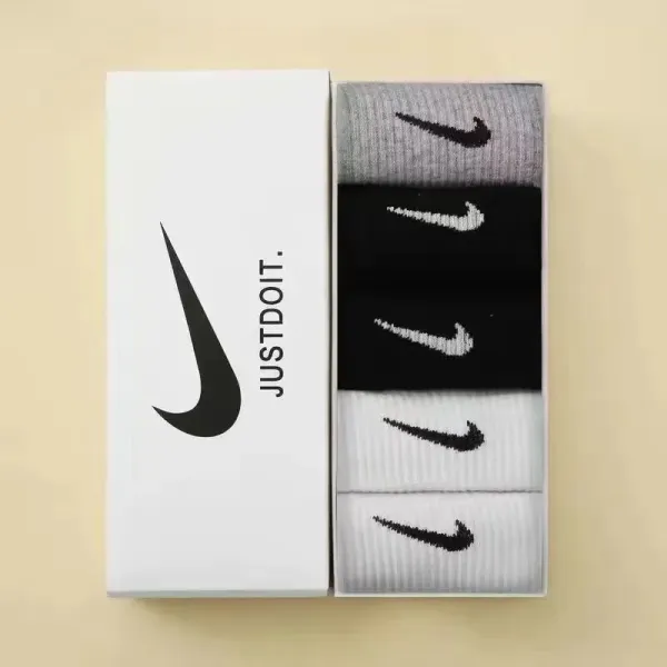 Nike Swoosh Logo Crew Socks Set Gray/Black/White Socks - 1
