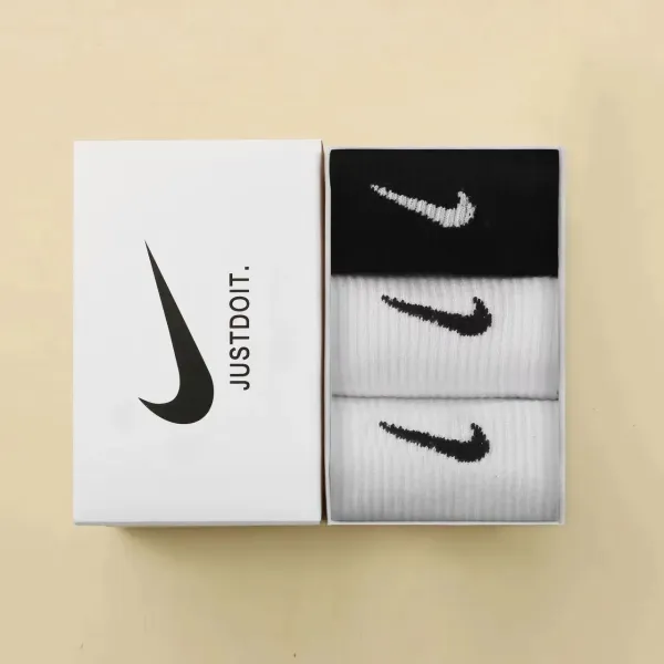 Nike Swoosh Logo Crew Socks Black and White - 1