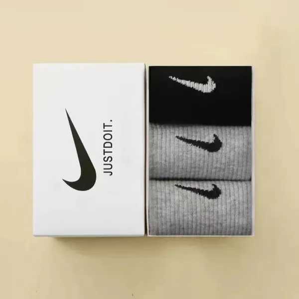 Nike Swoosh Logo Crew Socks Black and Gray - 1