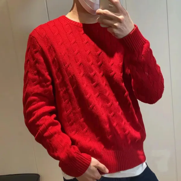 Design Cable Knit Red Sweater - 26
