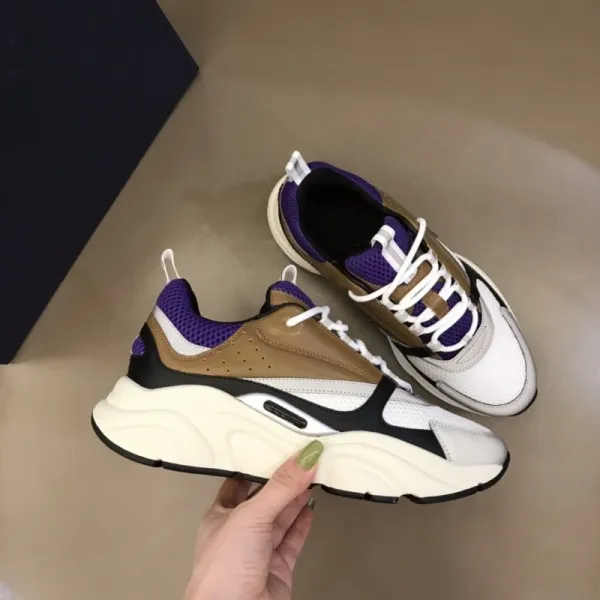 Dior B23 Low Sneakers Purple Beige White Chunky Sneakers - 1