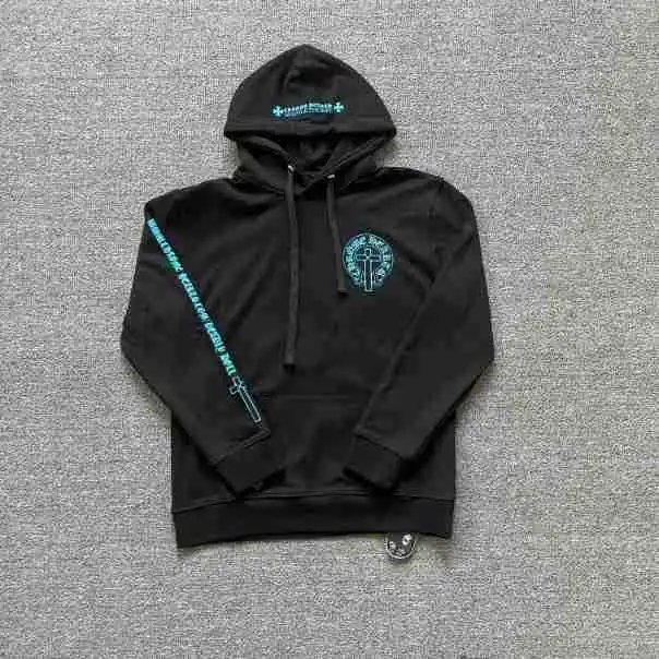 Chrome Hearts Hoodie Black with Purple Horseshoe Logo - 16