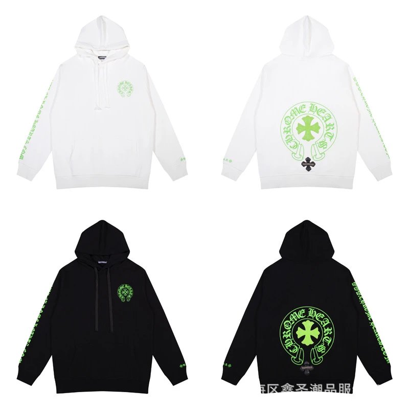 Chrome Hearts Hoodie Black with Purple Horseshoe Logo - 22