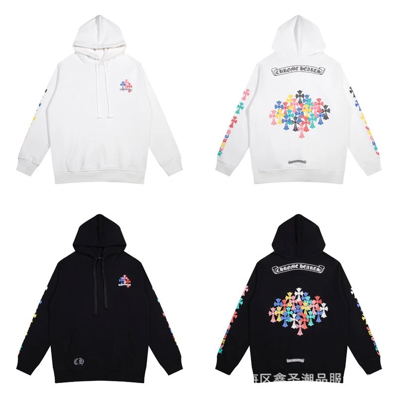 Chrome Hearts Hoodie Black with Purple Horseshoe Logo - 24