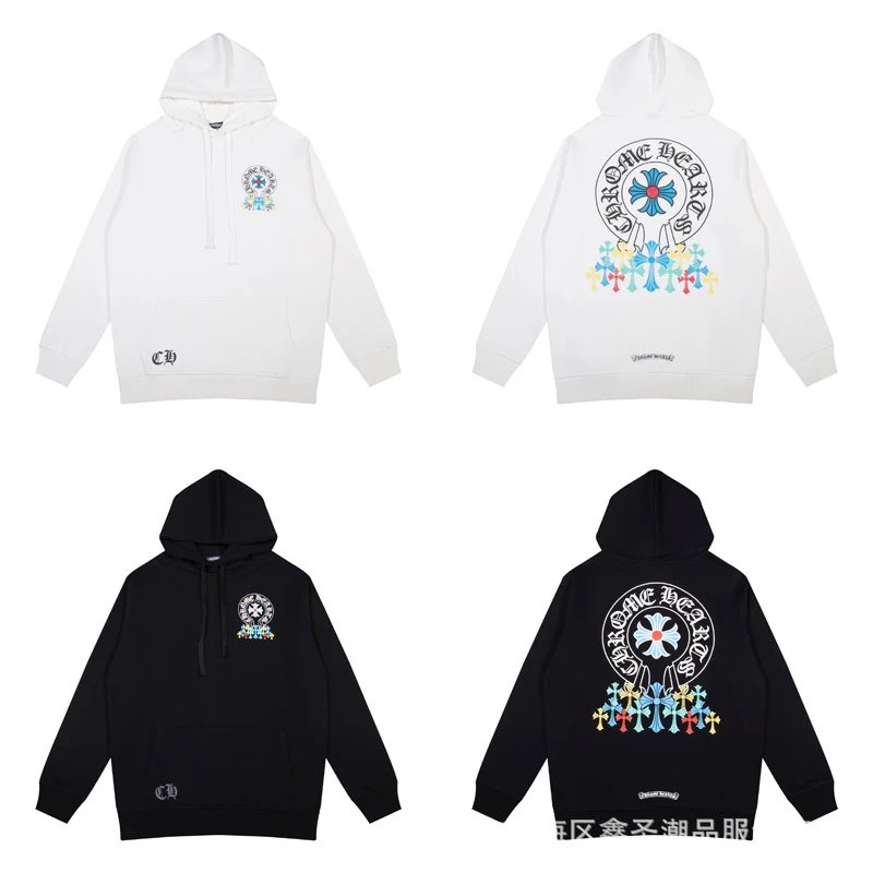 Chrome Hearts Hoodie Black with Purple Horseshoe Logo - 28