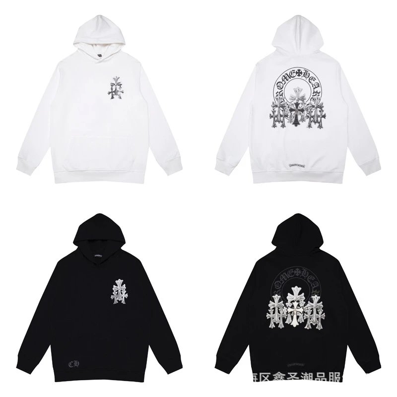 Chrome Hearts Hoodie Black with Purple Horseshoe Logo - 15