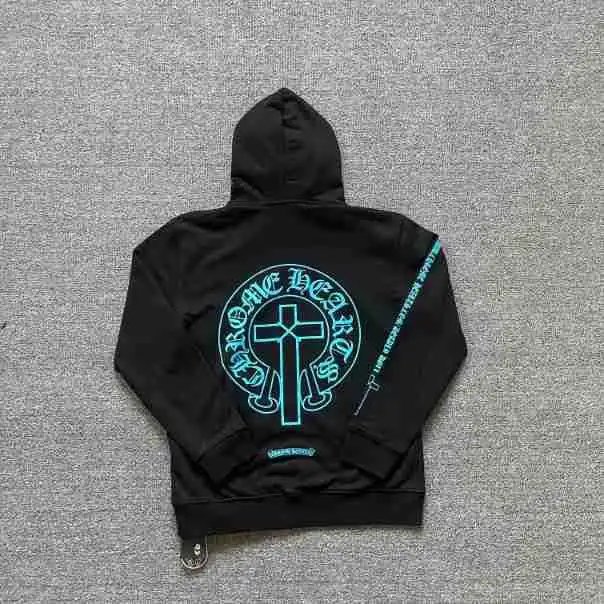 Chrome Hearts Hoodie Black with Purple Horseshoe Logo - 17