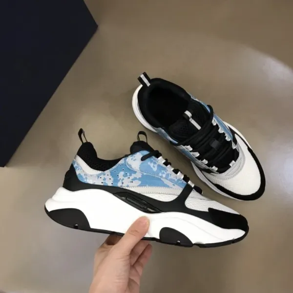 Dior B23 Low Blue Camo Print Chunky Sneakers - 1
