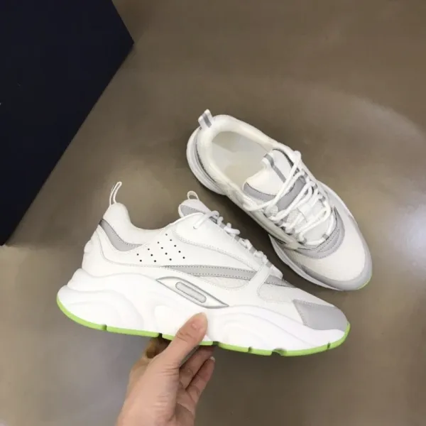Dior B23 Low White Gray Neon Green Chunky Sneakers - 1