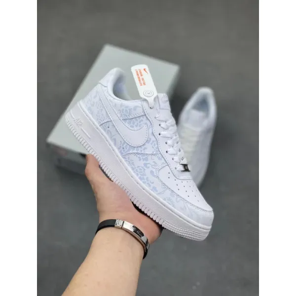 Nike Air Force 1 Low White Floral Print Sneakers - 1