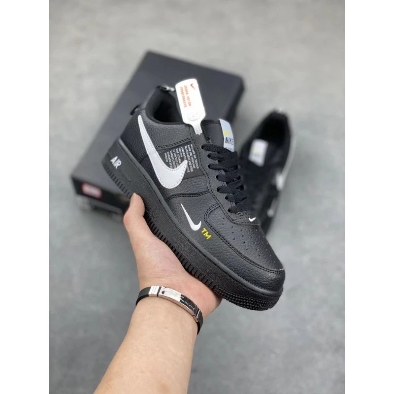 Nike Air Force 1 Low Black White Yellow Sneakers - 1