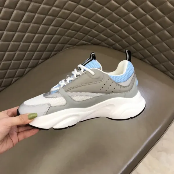 Dior B23 Low Top Silver Navy White Chunky Sneakers - 10
