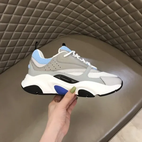 Dior B23 Low Top Silver Navy White Chunky Sneakers - 8