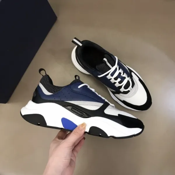 Dior B23 Low Top Silver Navy White Chunky Sneakers - 30