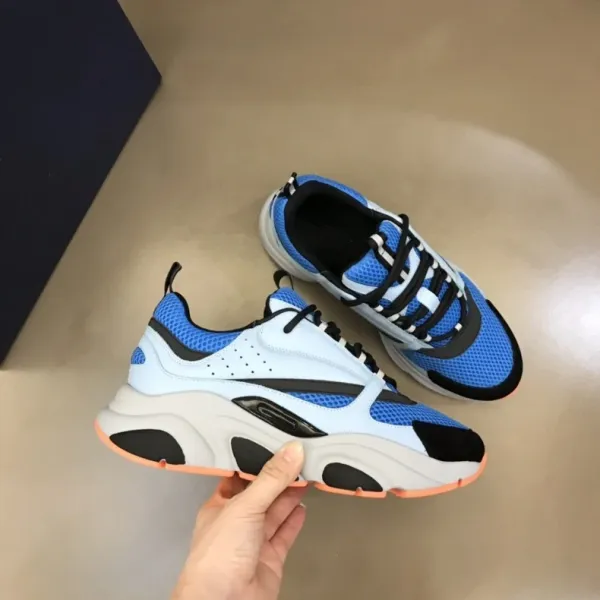 Dior B23 Low Top Silver Navy White Chunky Sneakers - 15