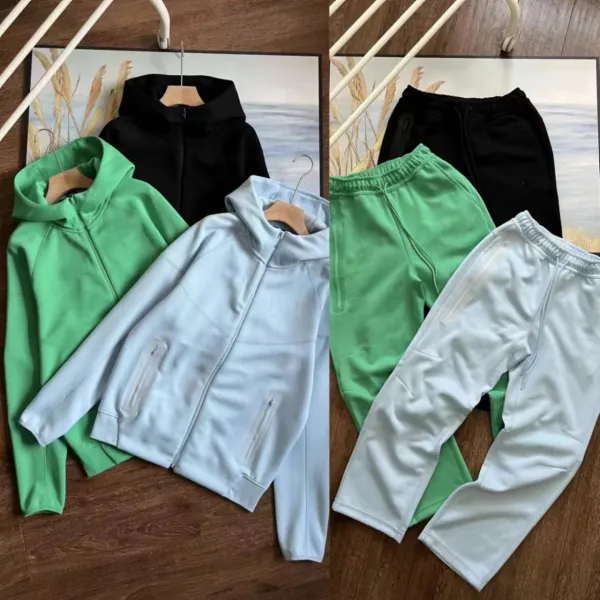 Design Tech-Fleece Hoodie and Sweatpants Set Mint Green Tracksuit - 2