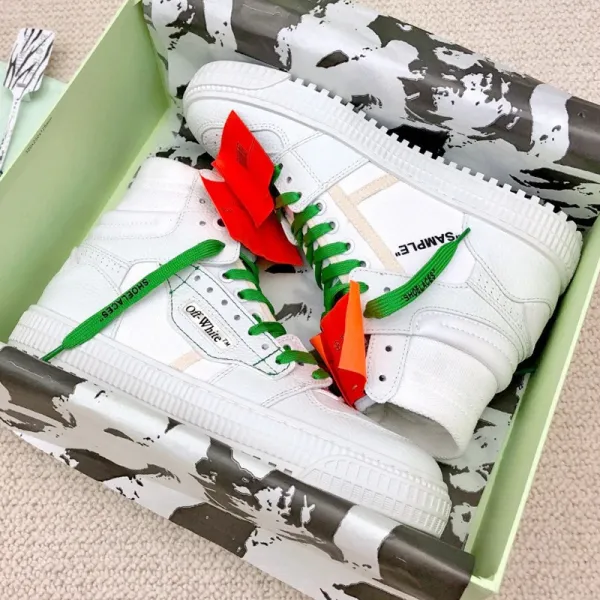 Off-White x Nike Air Force 1 Low White Green Red Sneakers - 1