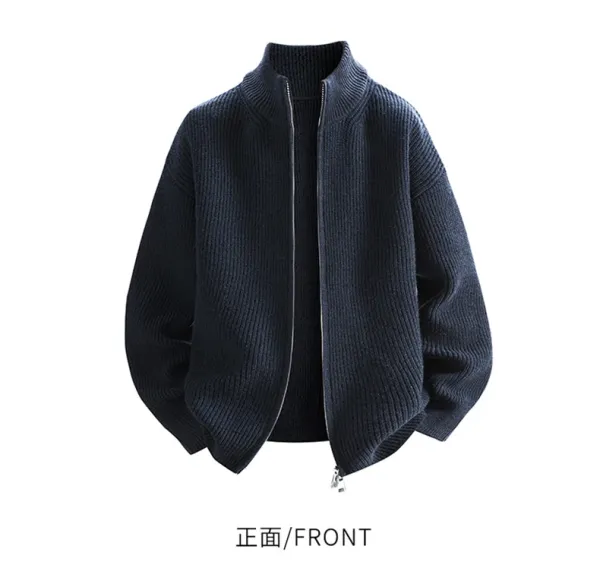 Design Oversized Ribbed Zip-Up Knit Cardigan Gray - 7