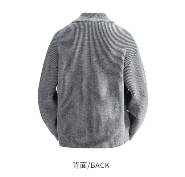 Design Oversized Ribbed Zip-Up Knit Cardigan Gray - 5