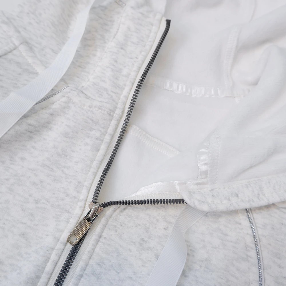 Unbranded Hoodies & Sweatshirts Zip-Up Hooded Sweatshirt with Curved Pockets image 6
