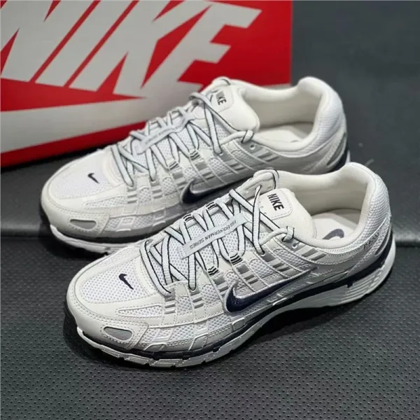 Nike P-6000 White/Gray/Navy Running Shoes - 1