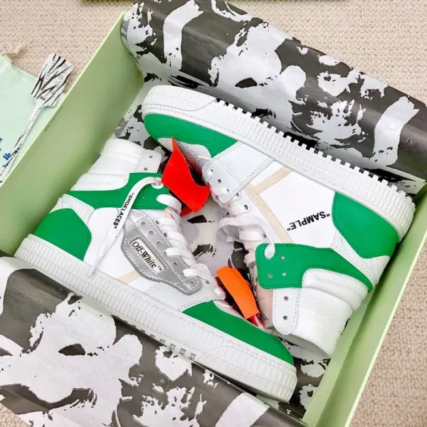 Off-White x Nike Air Jordan 1 Mid Green White Sneakers - 1