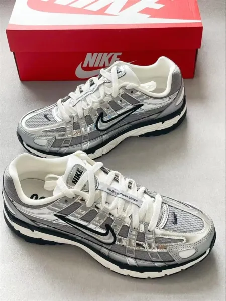 Nike P-6000 White Olive Green Running Shoes - 7