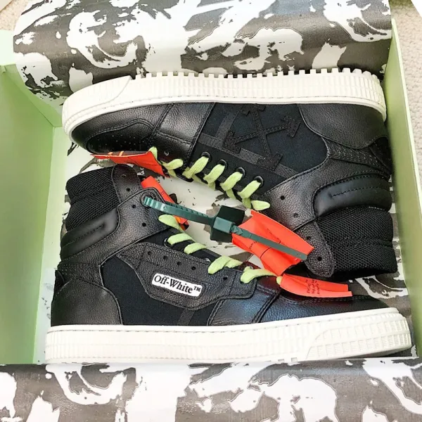 Off-White x Nike Air Jordan 1 Mid Black Green Orange Sneakers - 1