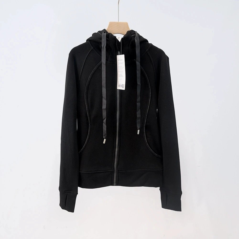 Unbranded Hoodies & Sweatshirts Zip-Up Hooded Sweatshirt with Curved Pockets — Black 106 Fleece Sweatshirt